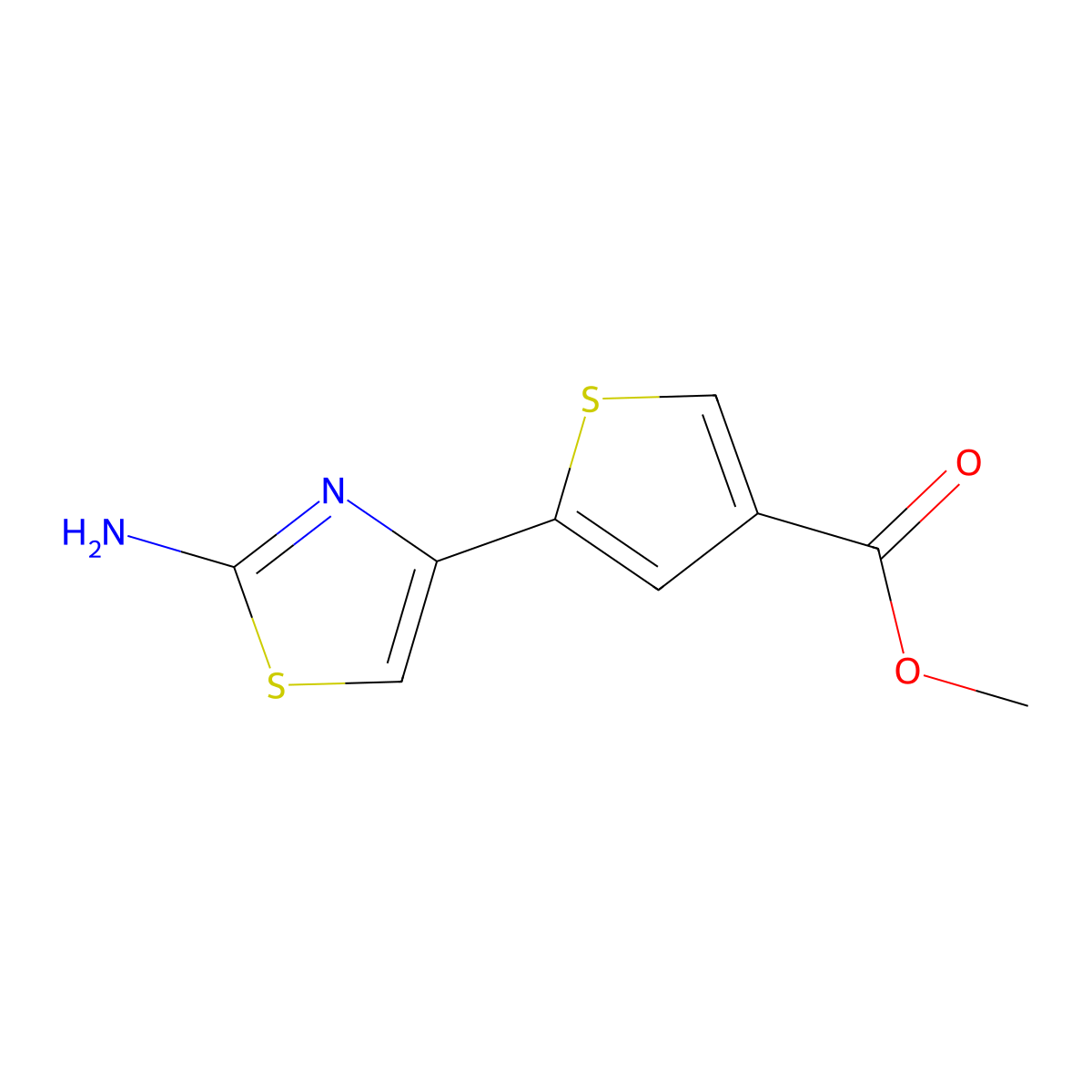 Methyl 5-(2-amino-1,3-thiazol-4-yl)thiophene-3-carboxylate molecular structure, CAS 2229175-08-8