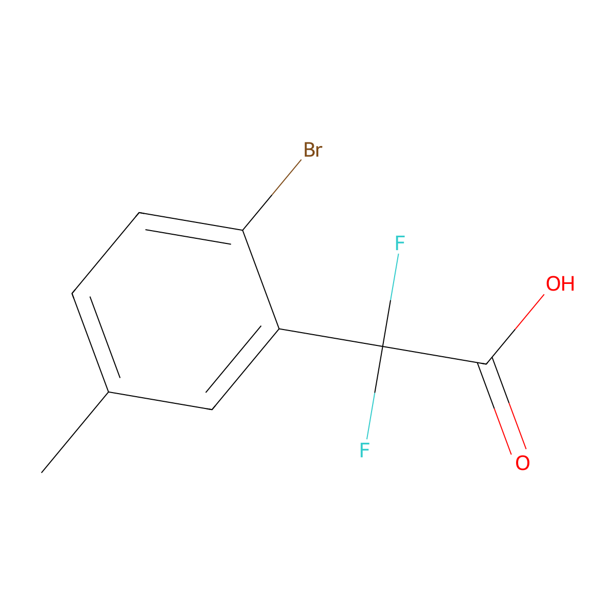 2-(2-Bromo-5-methylphenyl)-2,2-difluoroacetic acid molecular structure, CAS 2229176-91-2