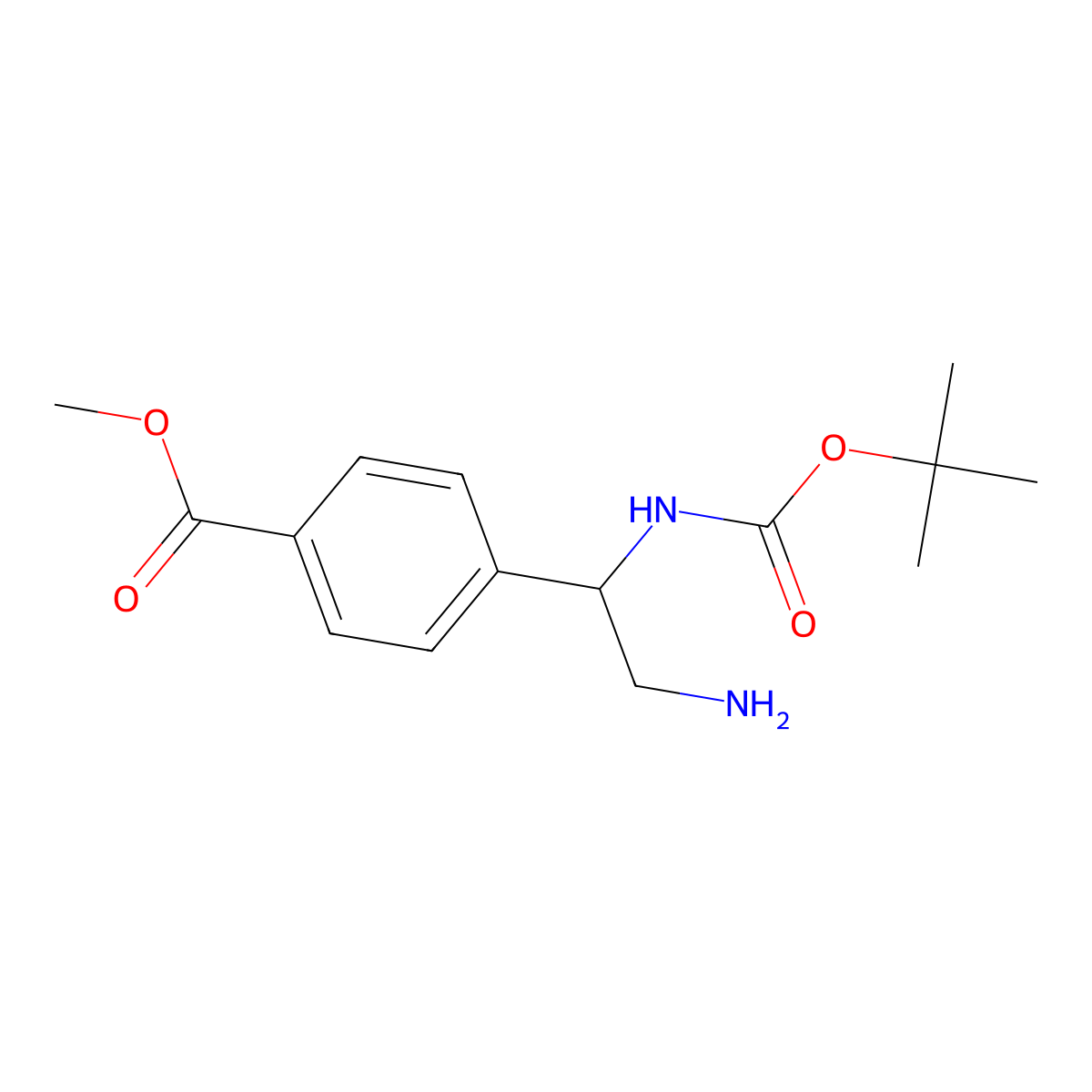 Methyl 4-(2-amino-1-{[(tert-butoxy)carbonyl]amino}ethyl)benzoate molecular structure, CAS 2229179-68-2