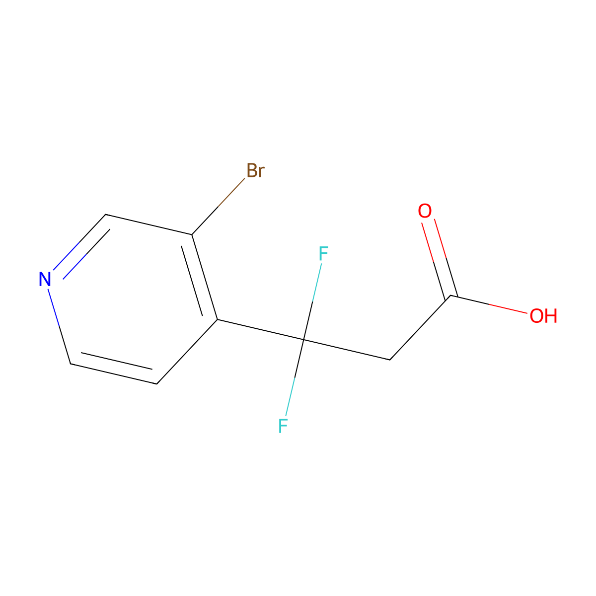 3-(3-Bromopyridin-4-yl)-3,3-difluoropropanoic acid molecular structure, CAS 2229181-48-8