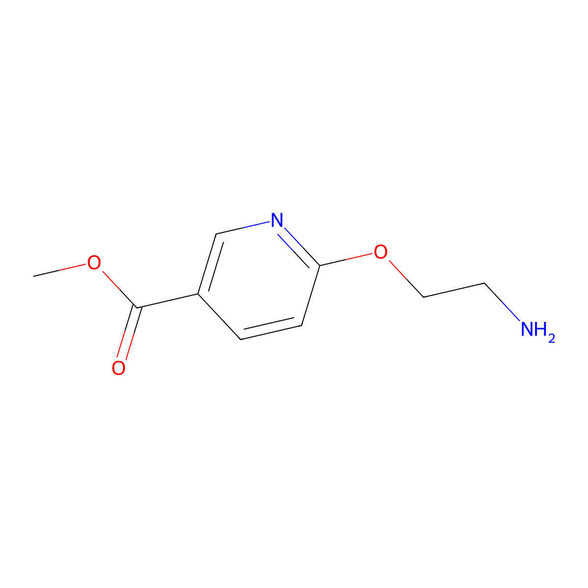 Methyl 6-(2-aminoethoxy)pyridine-3-carboxylate molecular structure, CAS 2229181-73-9