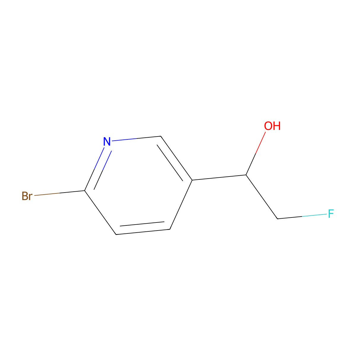 1-(6-Bromopyridin-3-yl)-2-fluoroethan-1-ol molecular structure, CAS 2229184-93-2