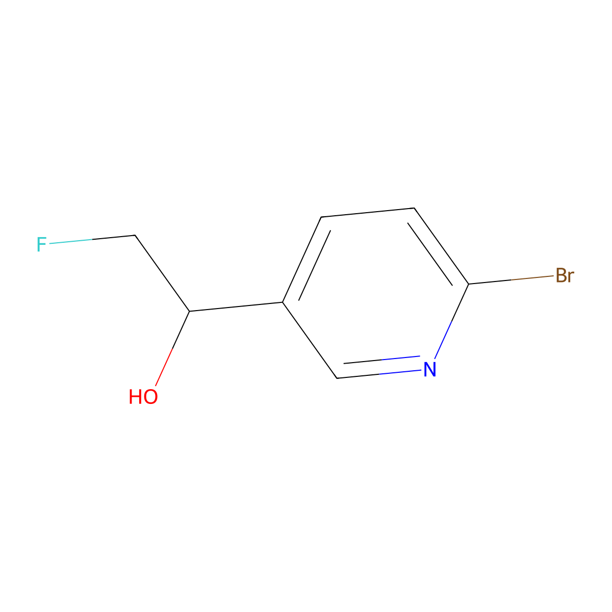 1-(6-Bromopyridin-3-yl)-2-fluoroethan-1-ol molecular structure, CAS 2229184-93-2