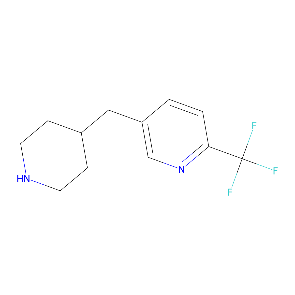 5-[(Piperidin-4-yl)methyl]-2-(trifluoromethyl)pyridine molecular structure, CAS 2229185-97-9