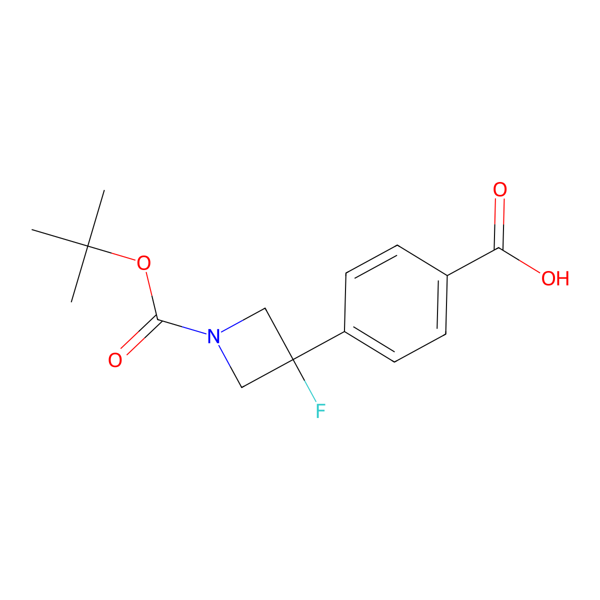 4-{1-[(Tert-butoxy)carbonyl]-3-fluoroazetidin-3-yl}benzoic acid molecular structure, CAS 2229190-17-2