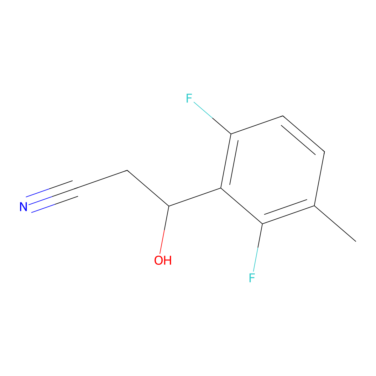 3-(2,6-Difluoro-3-methylphenyl)-3-hydroxypropanenitrile molecular structure, CAS 2229190-39-8