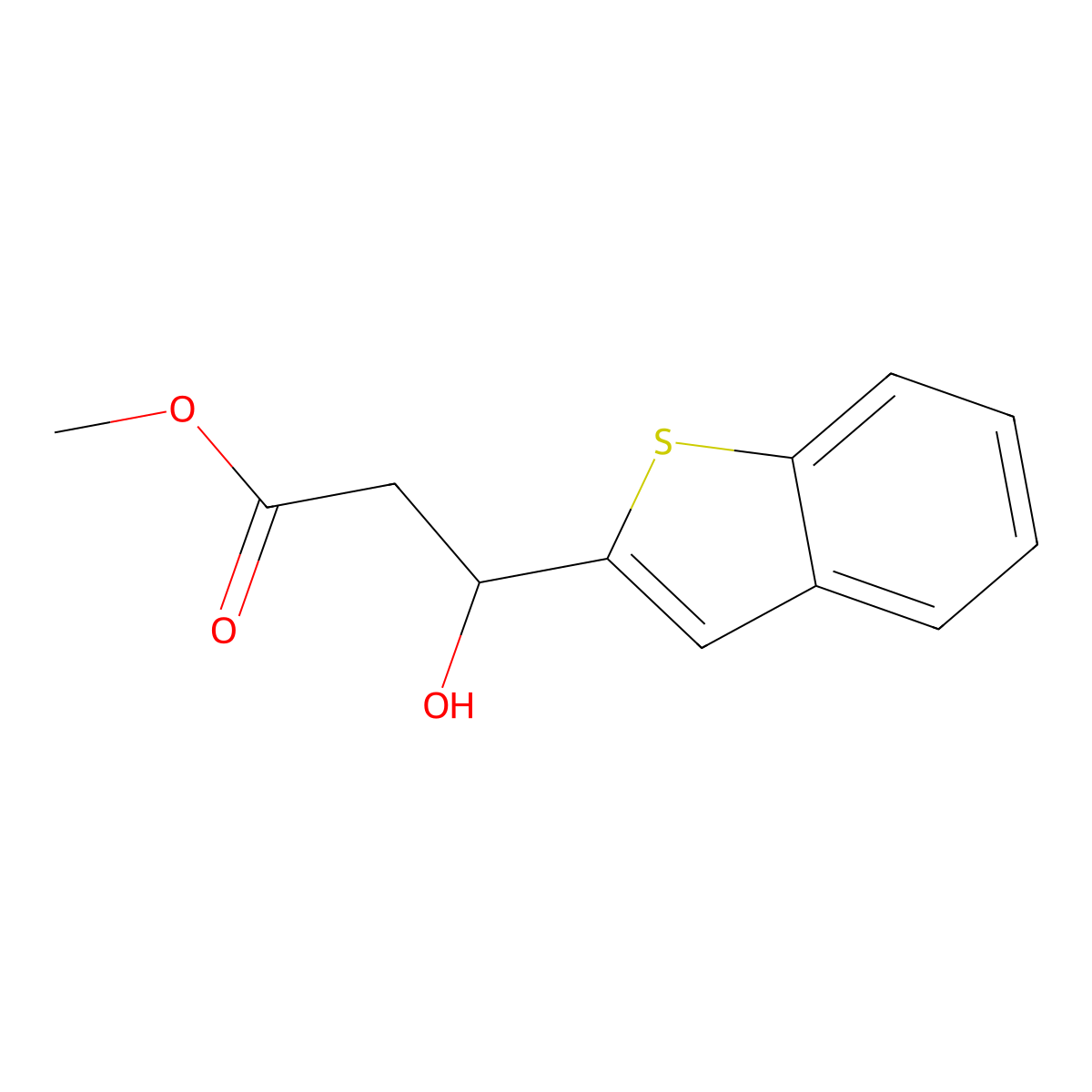 Methyl 3-(1-benzothiophen-2-yl)-3-hydroxypropanoate molecular structure, CAS 2229194-23-2
