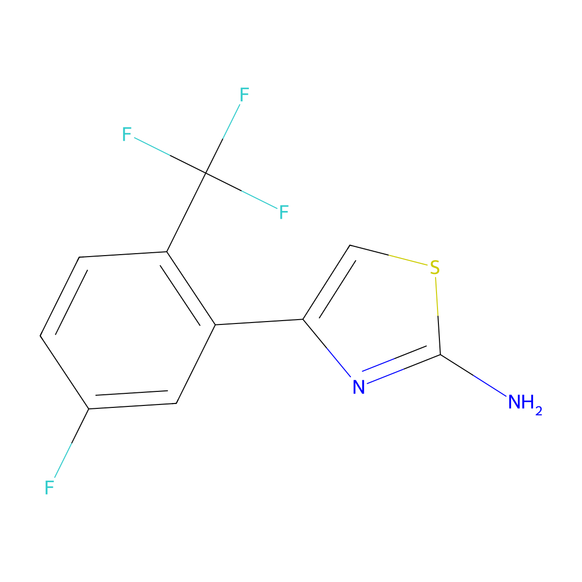 4-[5-Fluoro-2-(trifluoromethyl)phenyl]-1,3-thiazol-2-amine molecular structure, CAS 2229194-50-5