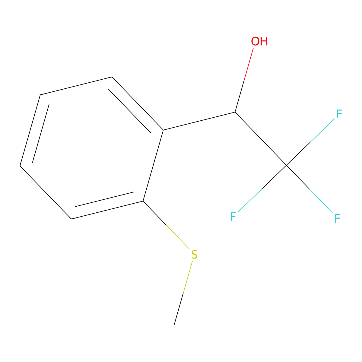 2,2,2-Trifluoro-1-[2-(methylsulfanyl)phenyl]ethan-1-ol molecular structure, CAS 2229194-71-0