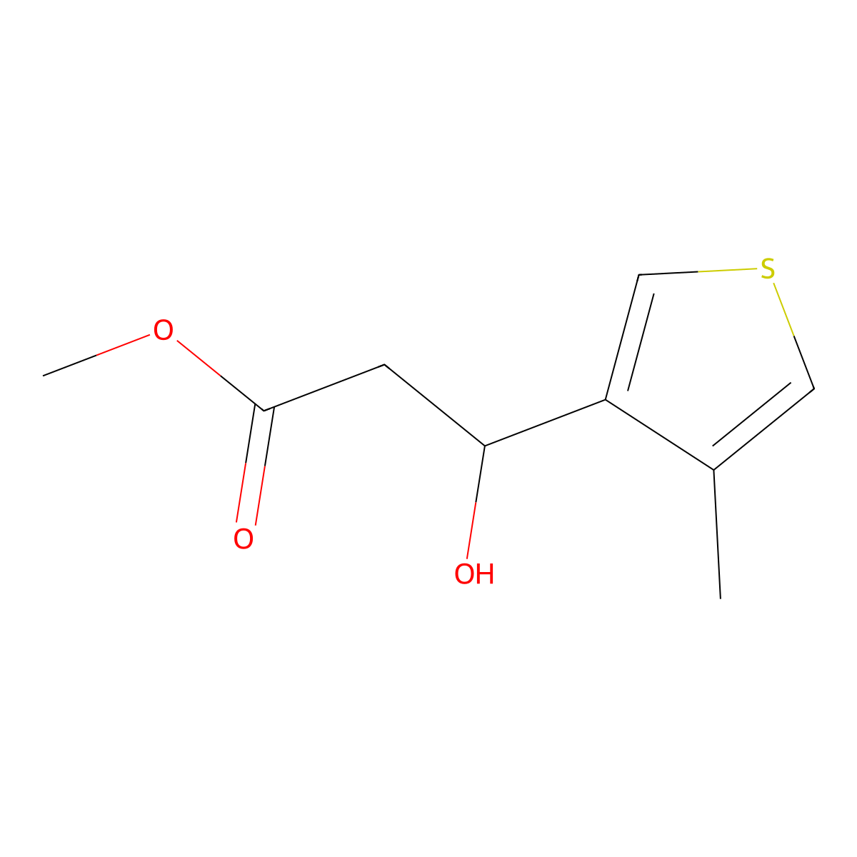 Methyl 3-hydroxy-3-(4-methylthiophen-3-yl)propanoate molecular structure, CAS 2229195-75-7