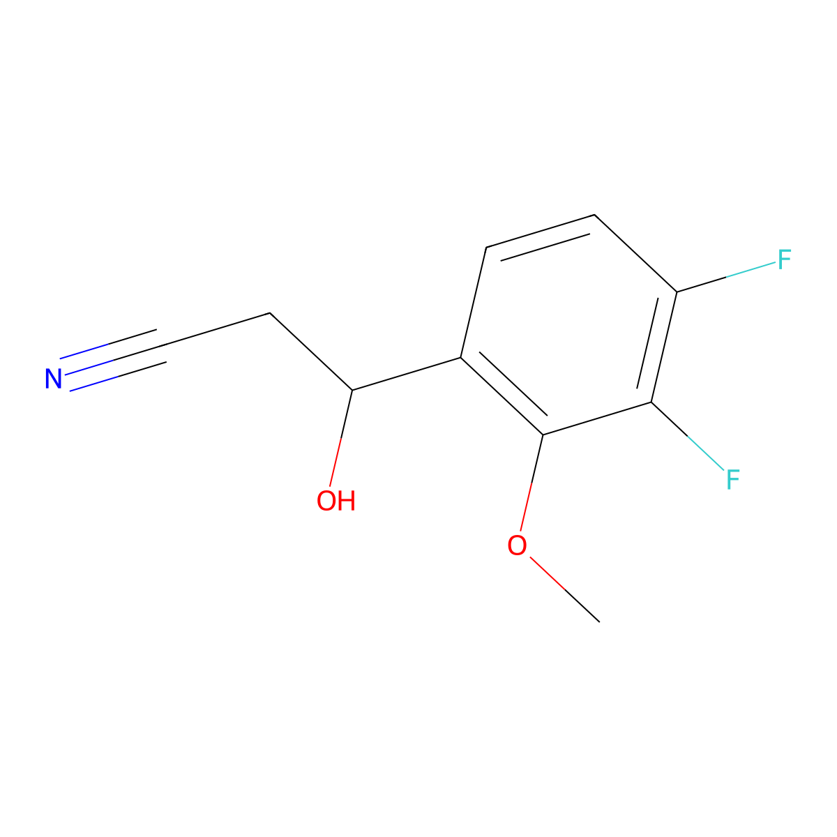 3-(3,4-Difluoro-2-methoxyphenyl)-3-hydroxypropanenitrile molecular structure, CAS 2229196-30-7