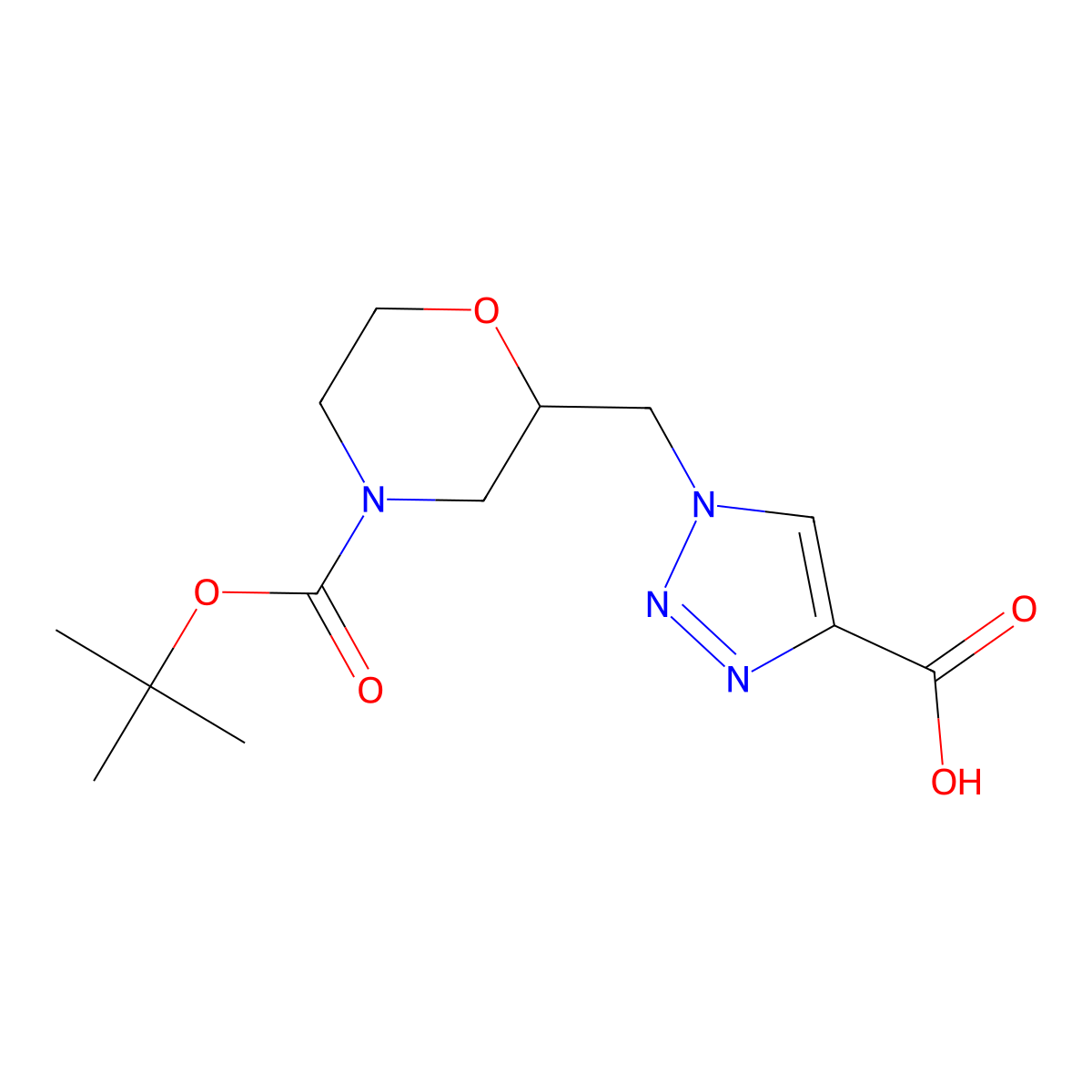 1-({4-[(tert-butoxy)carbonyl]morpholin-2-yl}methyl)-1H-1,2,3-triazole-4-carboxylic acid molecular structure, CAS 2229196-49-8