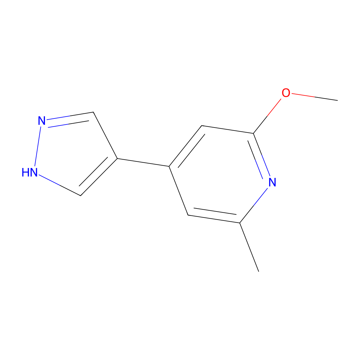 2-methoxy-6-methyl-4-(1H-pyrazol-4-yl)pyridine molecular structure, CAS 2229200-79-5