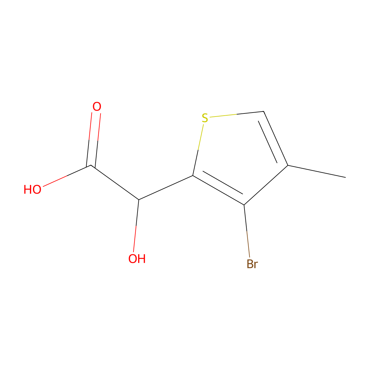 2-(3-Bromo-4-methylthiophen-2-yl)-2-hydroxyacetic acid molecular structure, CAS 2229200-90-0
