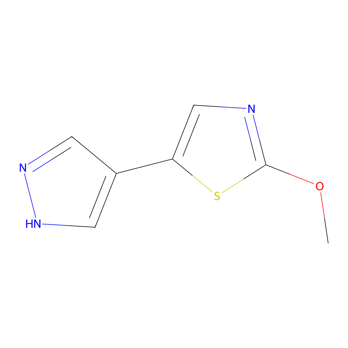 2-methoxy-5-(1H-pyrazol-4-yl)-1,3-thiazole molecular structure, CAS 2229202-69-9