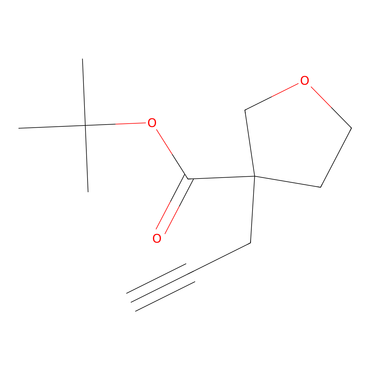 Tert-butyl 3-(prop-2-yn-1-yl)oxolane-3-carboxylate molecular structure, CAS 2229205-37-0