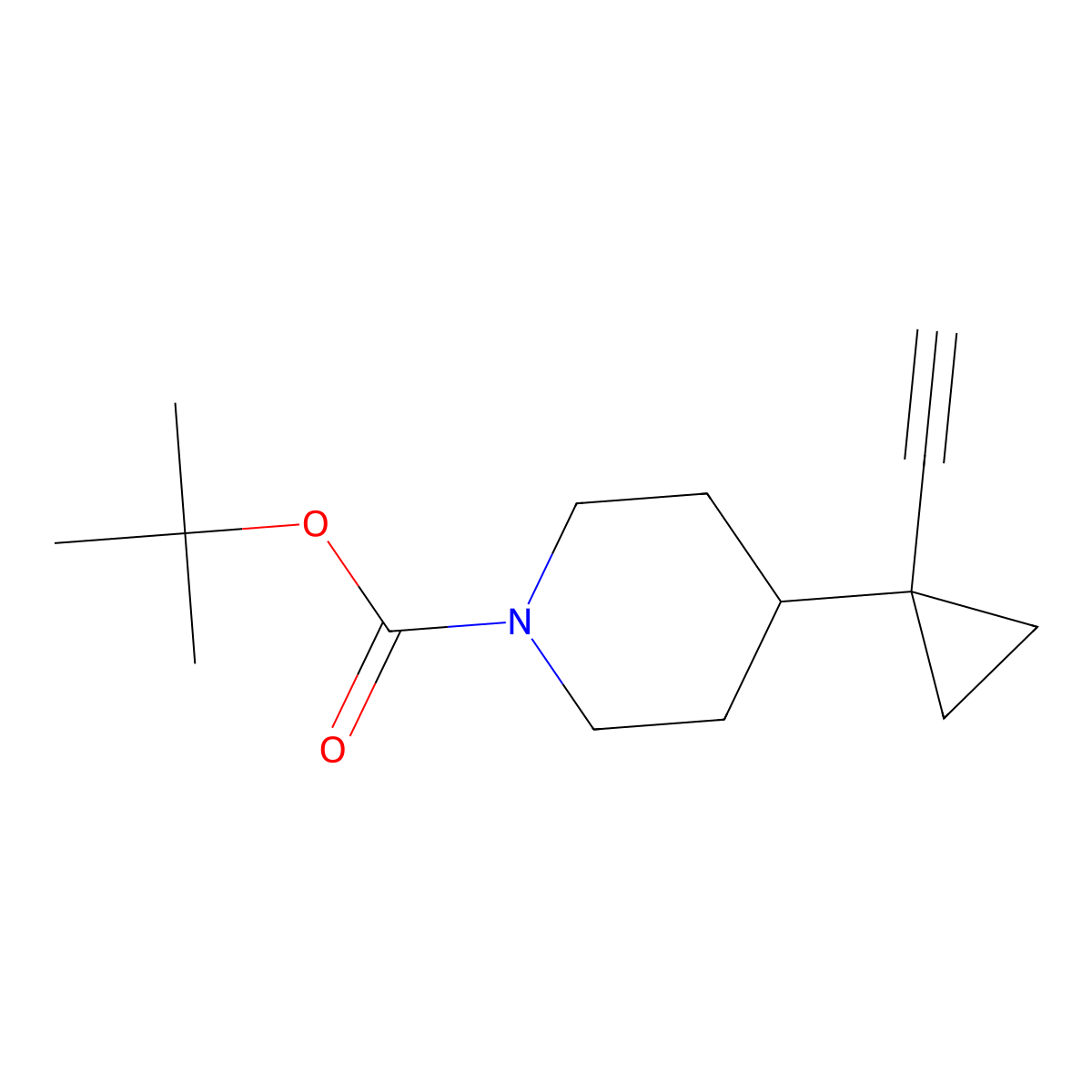 Tert-butyl 4-(1-ethynylcyclopropyl)piperidine-1-carboxylate molecular structure, CAS 2229206-51-1