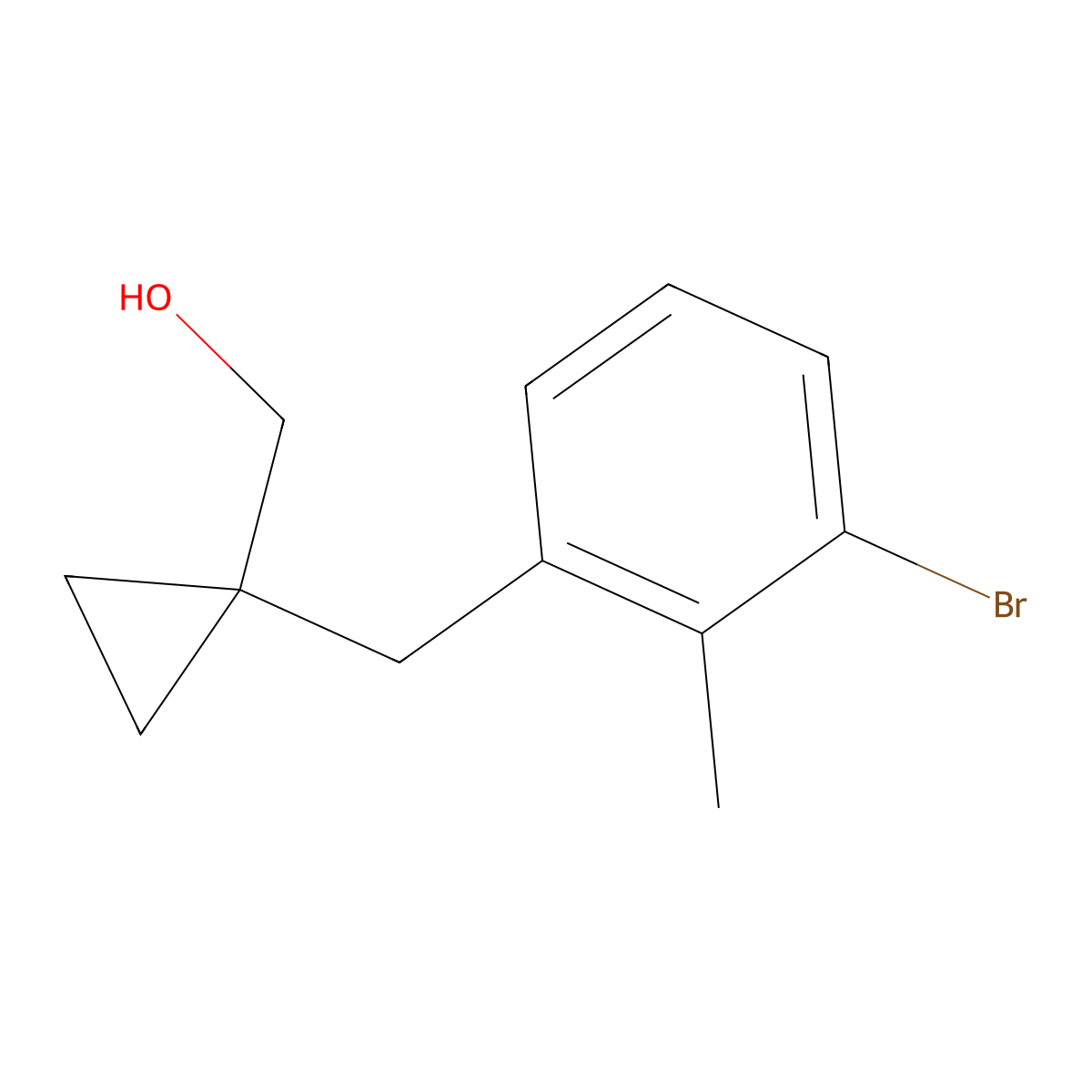 {1-[(3-Bromo-2-methylphenyl)methyl]cyclopropyl}methanol molecular structure, CAS 2229207-88-7