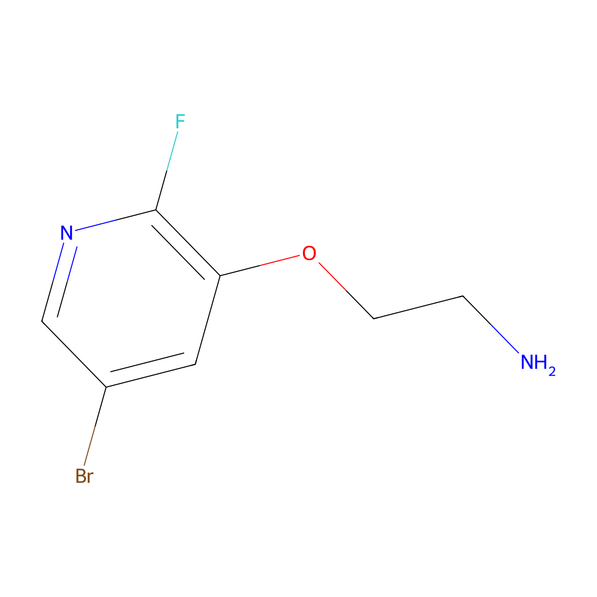 2-[(5-Bromo-2-fluoropyridin-3-yl)oxy]ethan-1-amine molecular structure, CAS 2229208-17-5