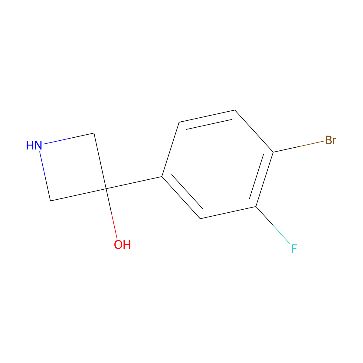 3-(4-Bromo-3-fluorophenyl)azetidin-3-ol molecular structure, CAS 2229209-21-4