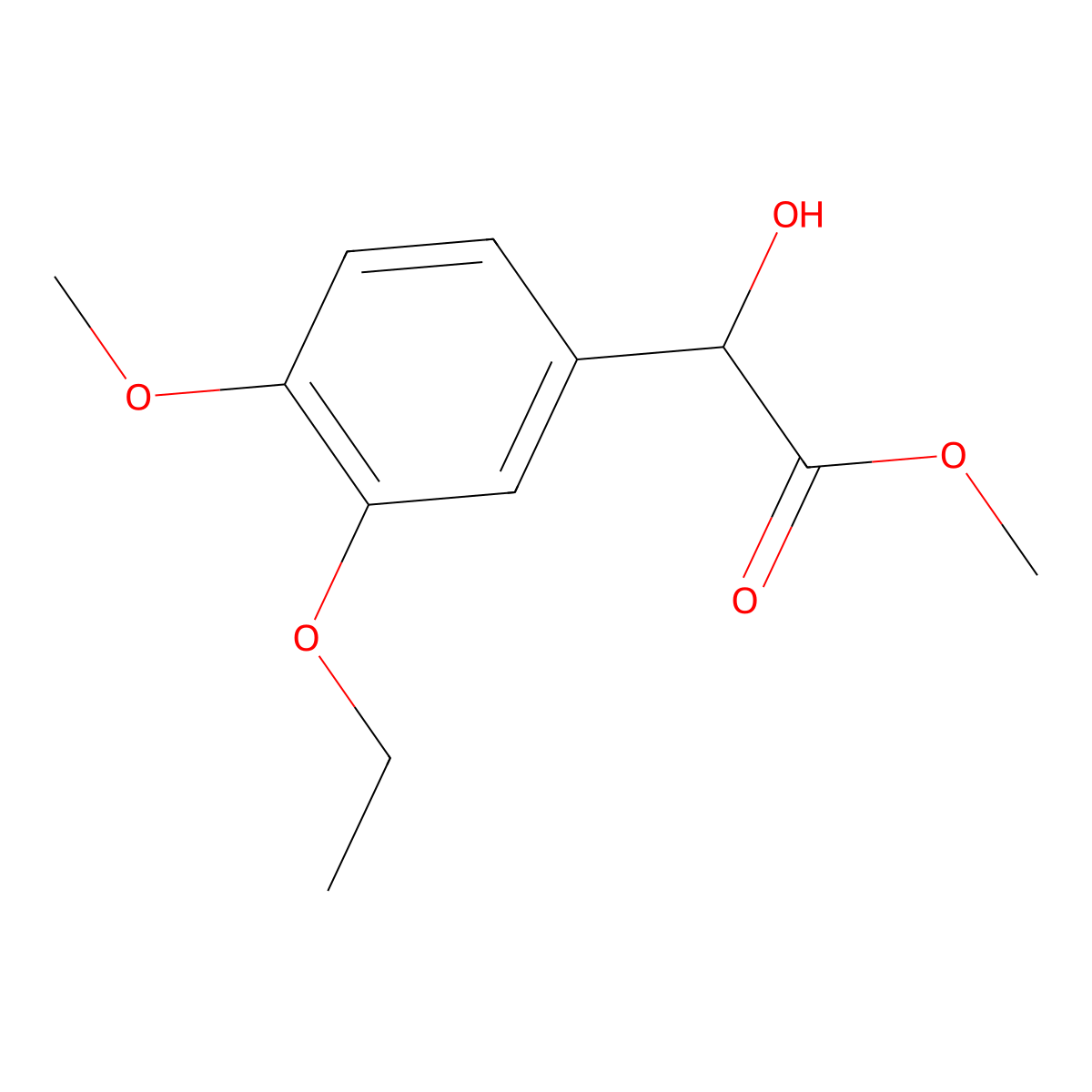 Methyl 2-(3-ethoxy-4-methoxyphenyl)-2-hydroxyacetate molecular structure, CAS 2229210-66-4