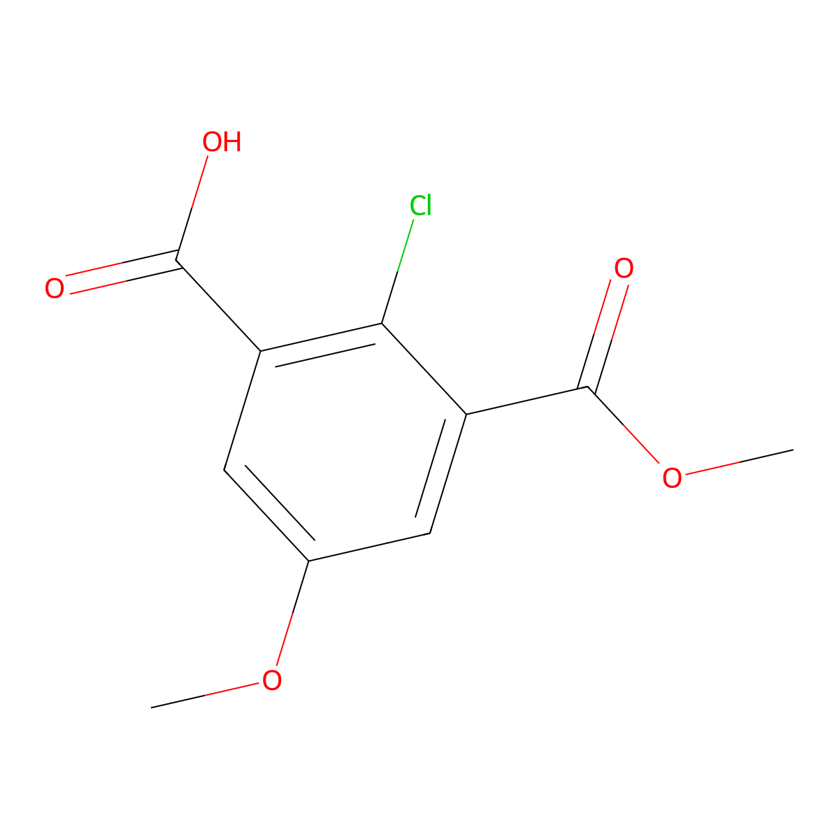 2-Chloro-5-methoxy-3-(methoxycarbonyl)benzoic acid molecular structure, CAS 2229211-97-4
