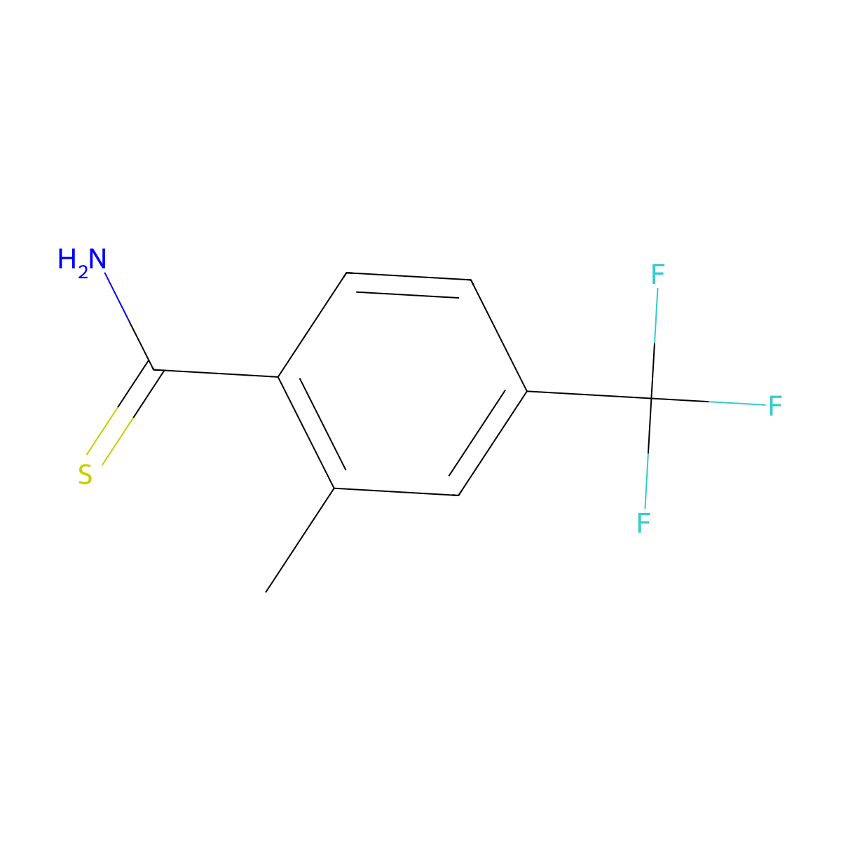 2-Methyl-4-(trifluoromethyl)benzene-1-carbothioamide molecular structure, CAS 2229212-28-4
