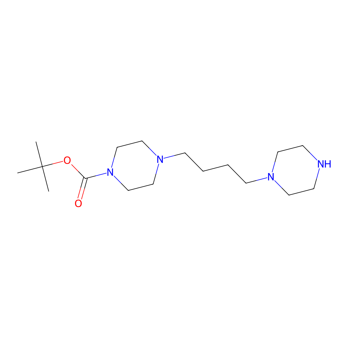 Tert-butyl 4-[4-(piperazin-1-yl)butyl]piperazine-1-carboxylate molecular structure, CAS 2229212-40-0