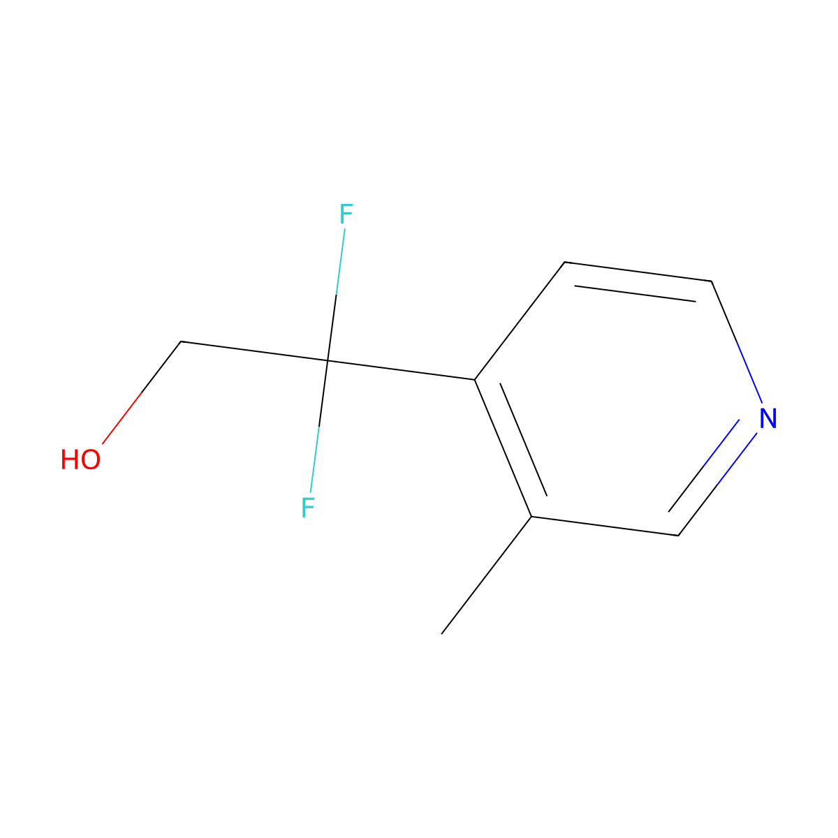 2,2-Difluoro-2-(3-methylpyridin-4-yl)ethan-1-ol molecular structure, CAS 2229213-39-0