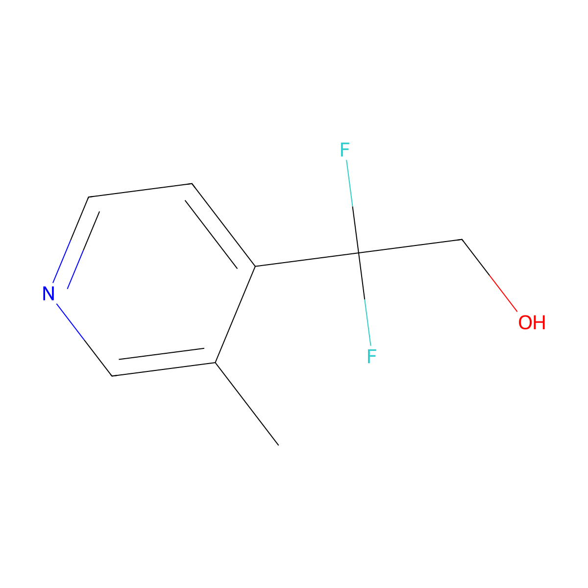 2,2-Difluoro-2-(3-methylpyridin-4-yl)ethan-1-ol molecular structure, CAS 2229213-39-0