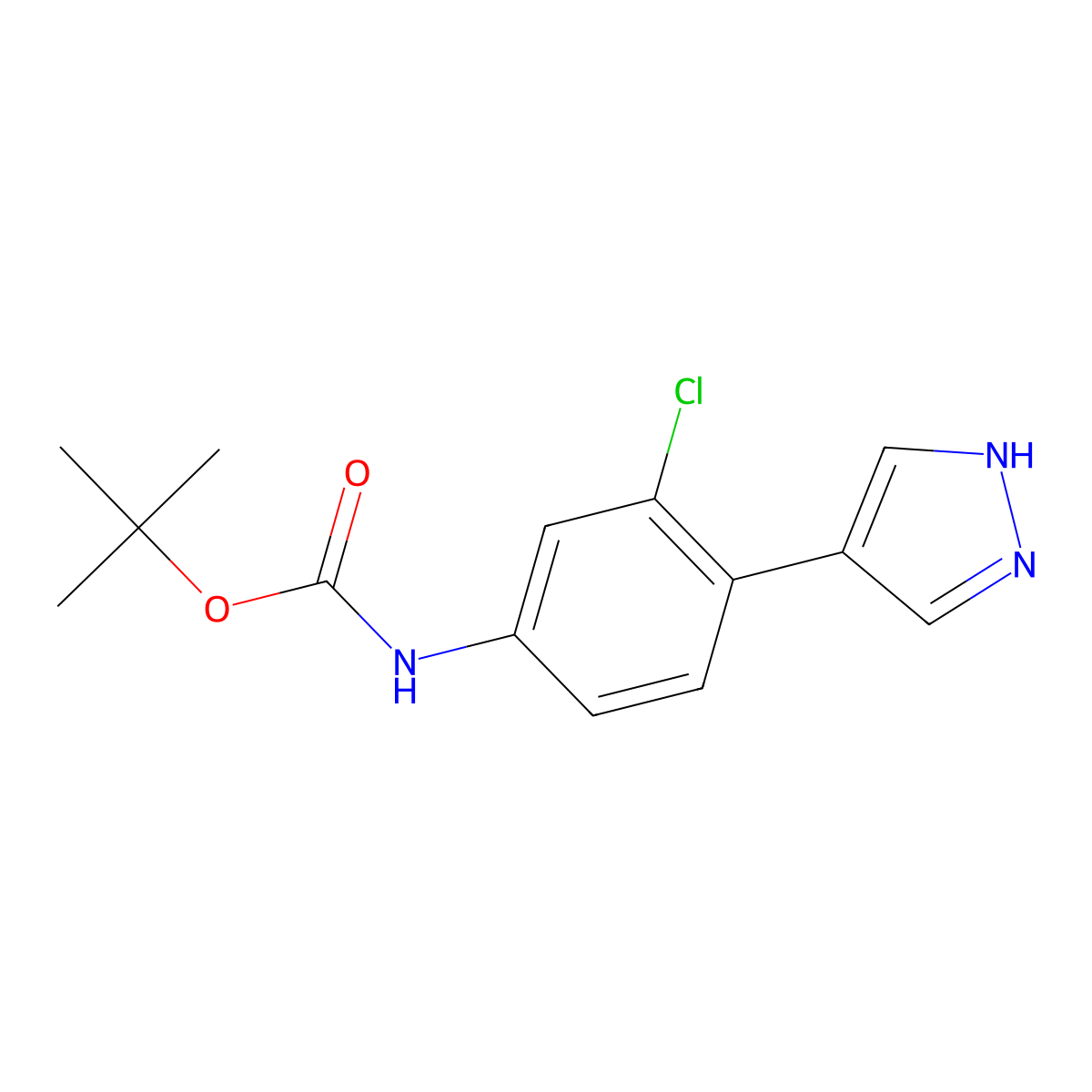 tert-butyl N-[3-chloro-4-(1H-pyrazol-4-yl)phenyl]carbamate molecular structure, CAS 2229214-03-1