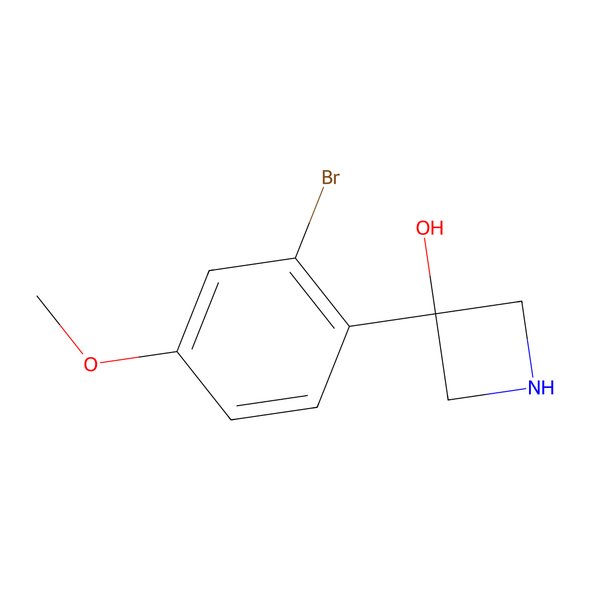 3-(2-Bromo-4-methoxyphenyl)azetidin-3-ol molecular structure, CAS 2229214-18-8