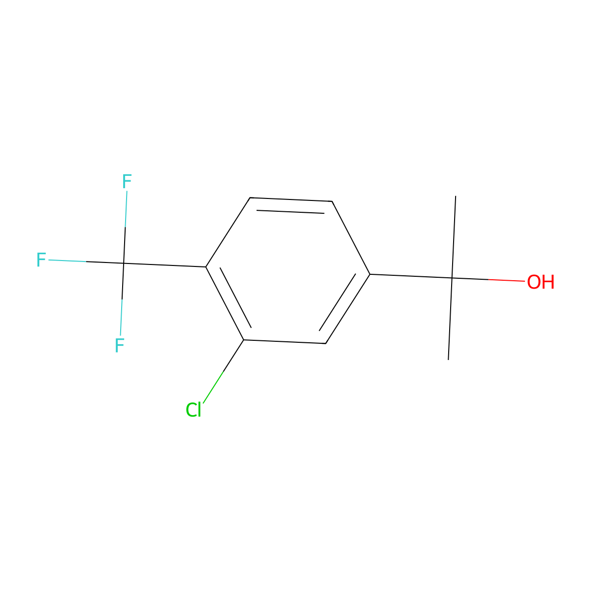 2-[3-Chloro-4-(trifluoromethyl)phenyl]propan-2-ol molecular structure, CAS 2229214-39-3
