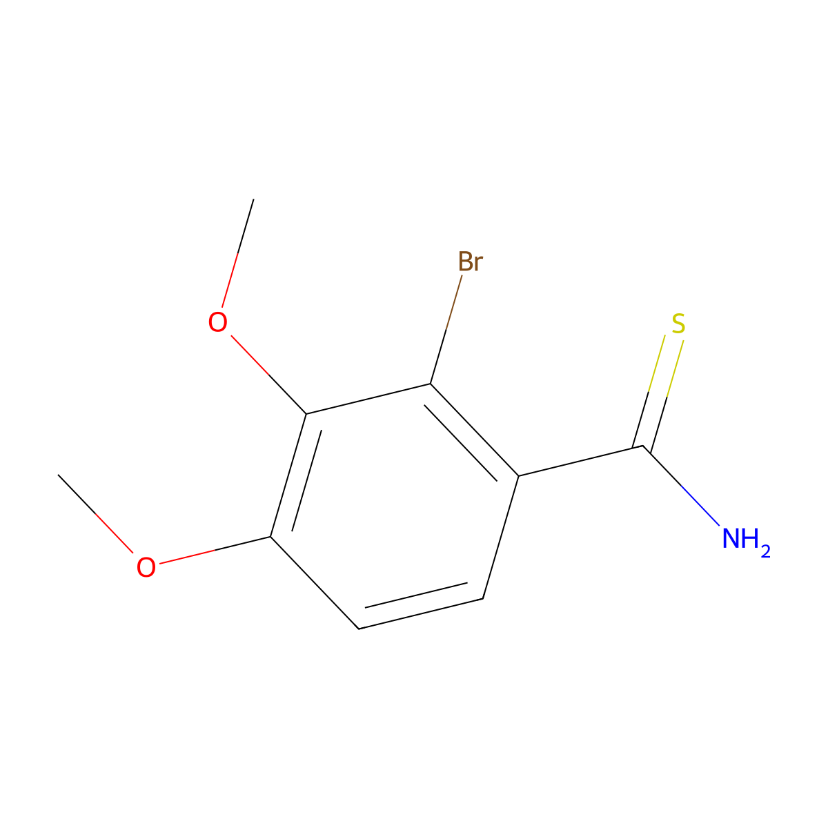 2-Bromo-3,4-dimethoxybenzene-1-carbothioamide molecular structure, CAS 2229215-79-4
