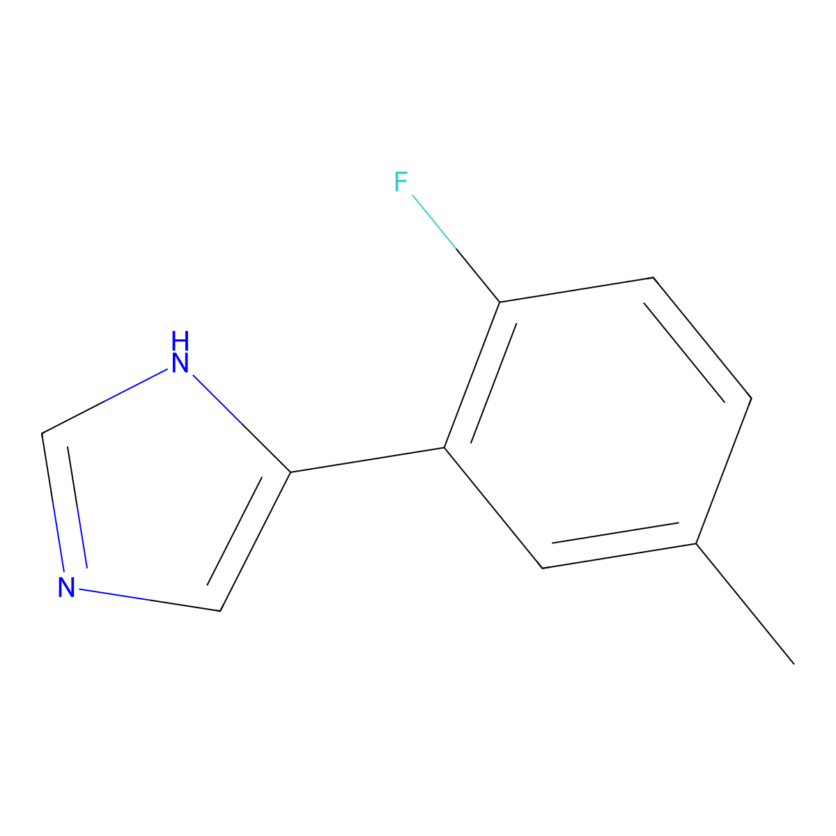 4-(2-fluoro-5-methylphenyl)-1H-imidazole molecular structure, CAS 2229216-89-9