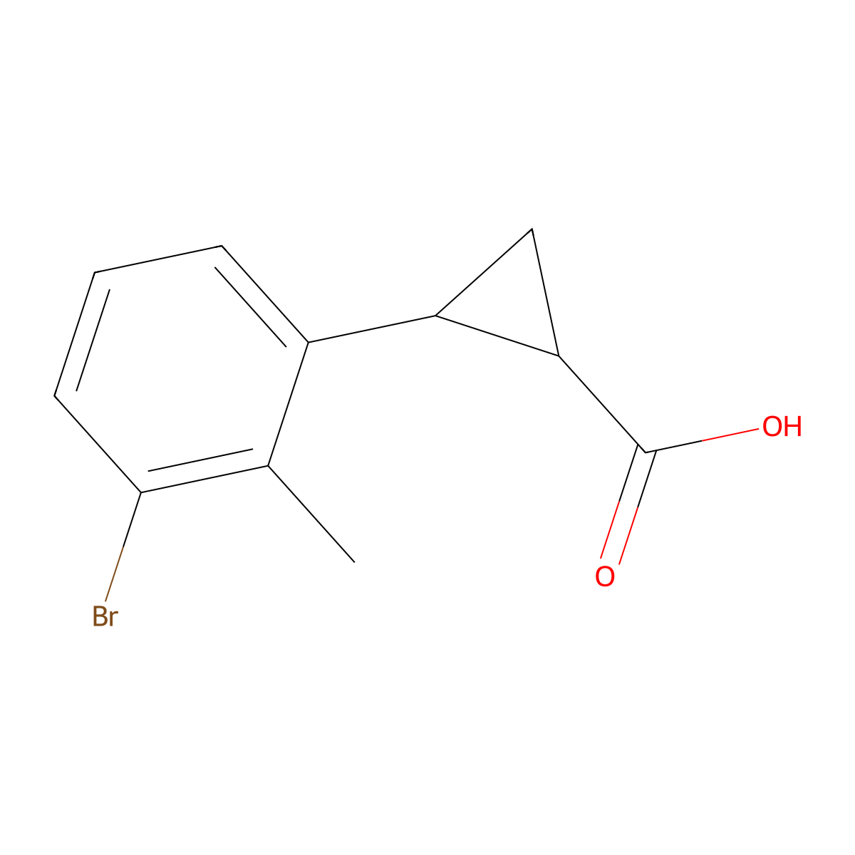 2-(3-Bromo-2-methylphenyl)cyclopropane-1-carboxylic acid molecular structure, CAS 2229217-98-3