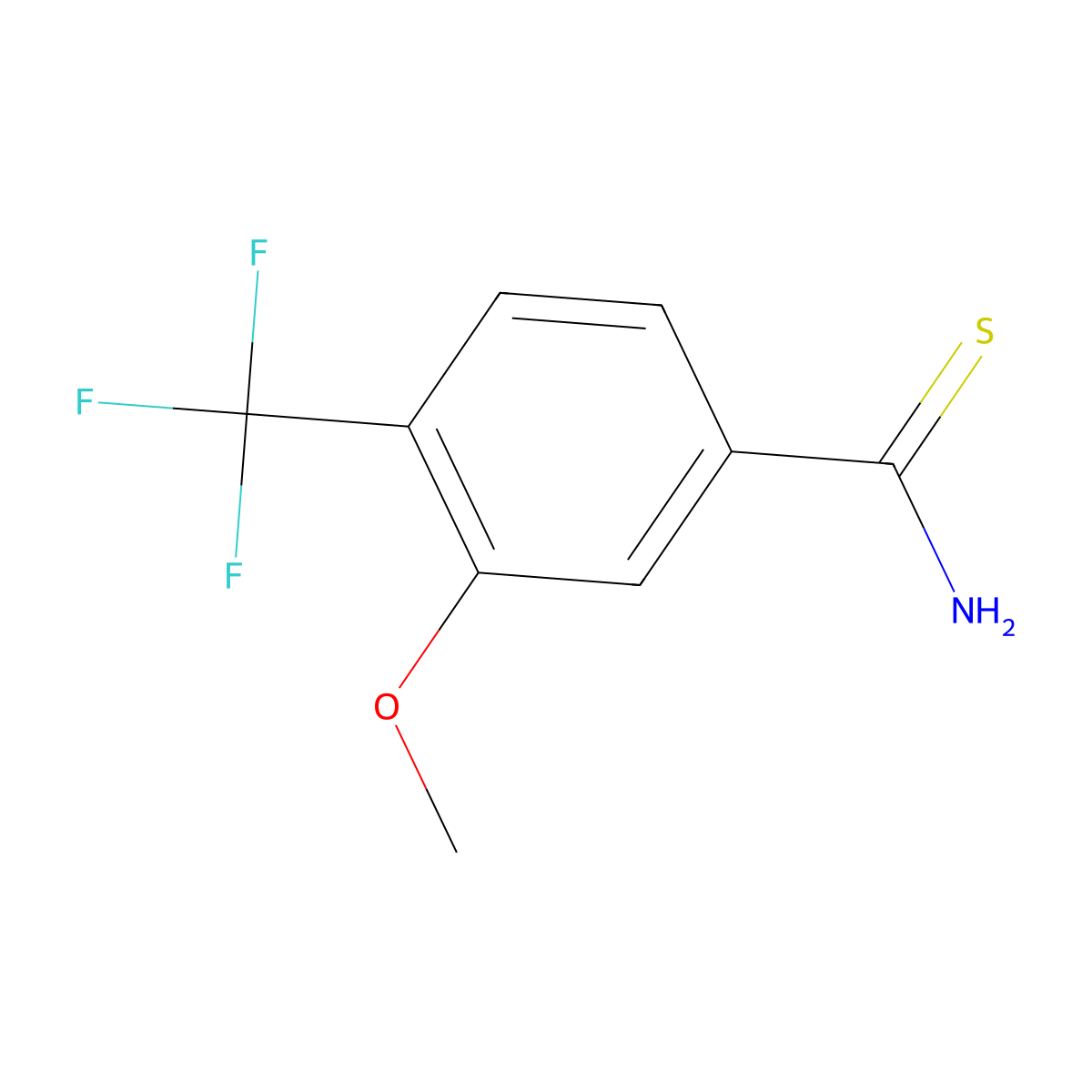 3-Methoxy-4-(trifluoromethyl)benzene-1-carbothioamide molecular structure, CAS 2229218-26-0