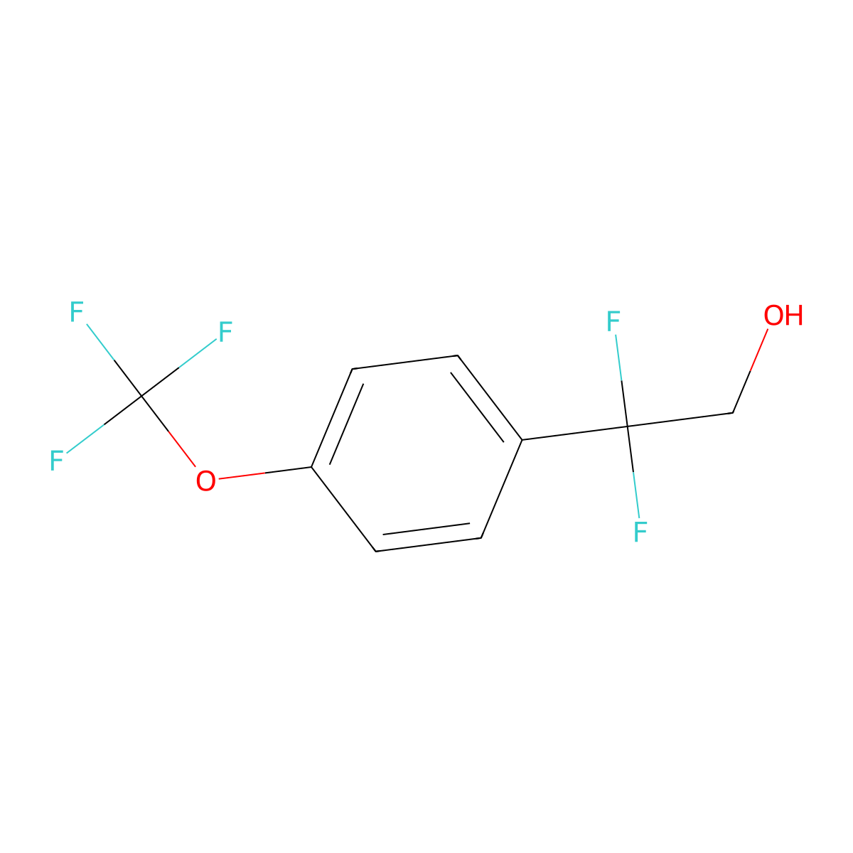 2,2-Difluoro-2-(4-(trifluoromethoxy)phenyl)ethan-1-ol molecular structure, CAS 2229220-36-2