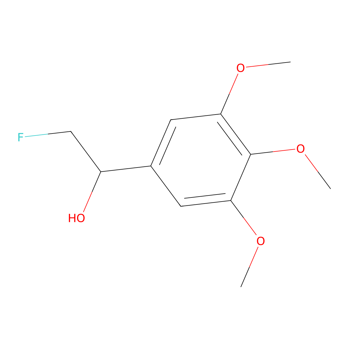 2-Fluoro-1-(3,4,5-trimethoxyphenyl)ethan-1-ol molecular structure, CAS 2229221-16-1