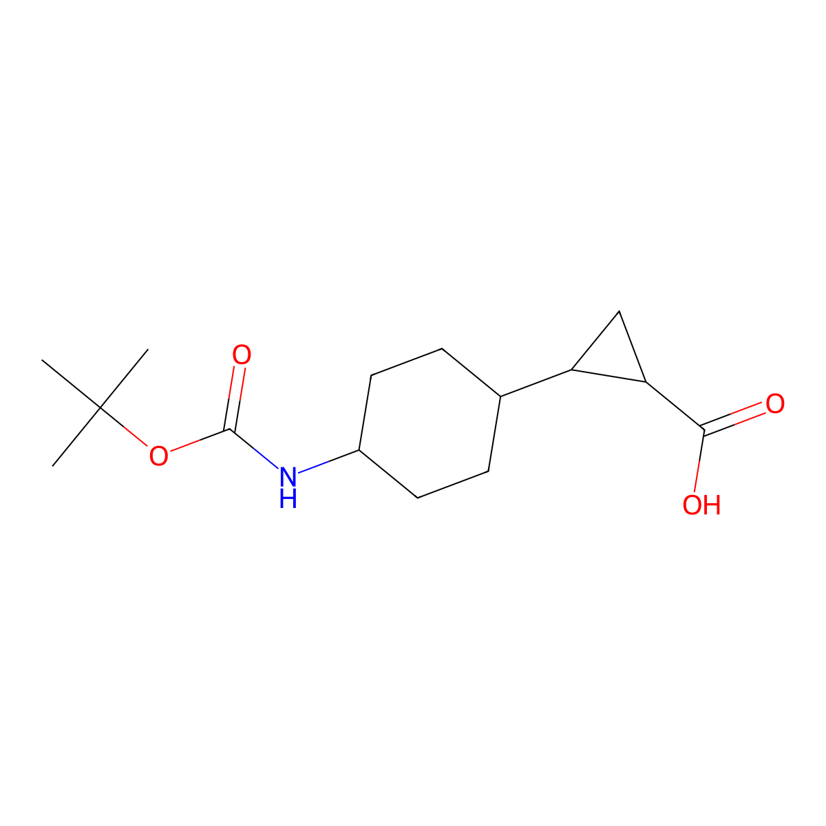 2-(4-{[(Tert-butoxy)carbonyl]amino}cyclohexyl)cyclopropane-1-carboxylic acid molecular structure, CAS 2229221-17-2