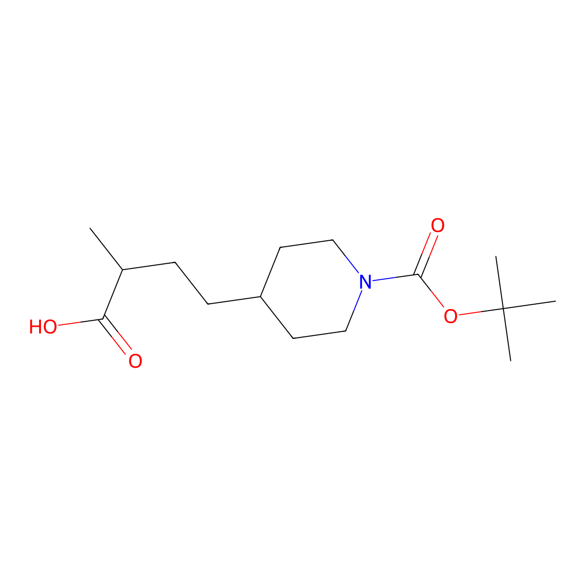 4-{1-[(Tert-butoxy)carbonyl]piperidin-4-yl}-2-methylbutanoic acid molecular structure, CAS 2229221-38-7