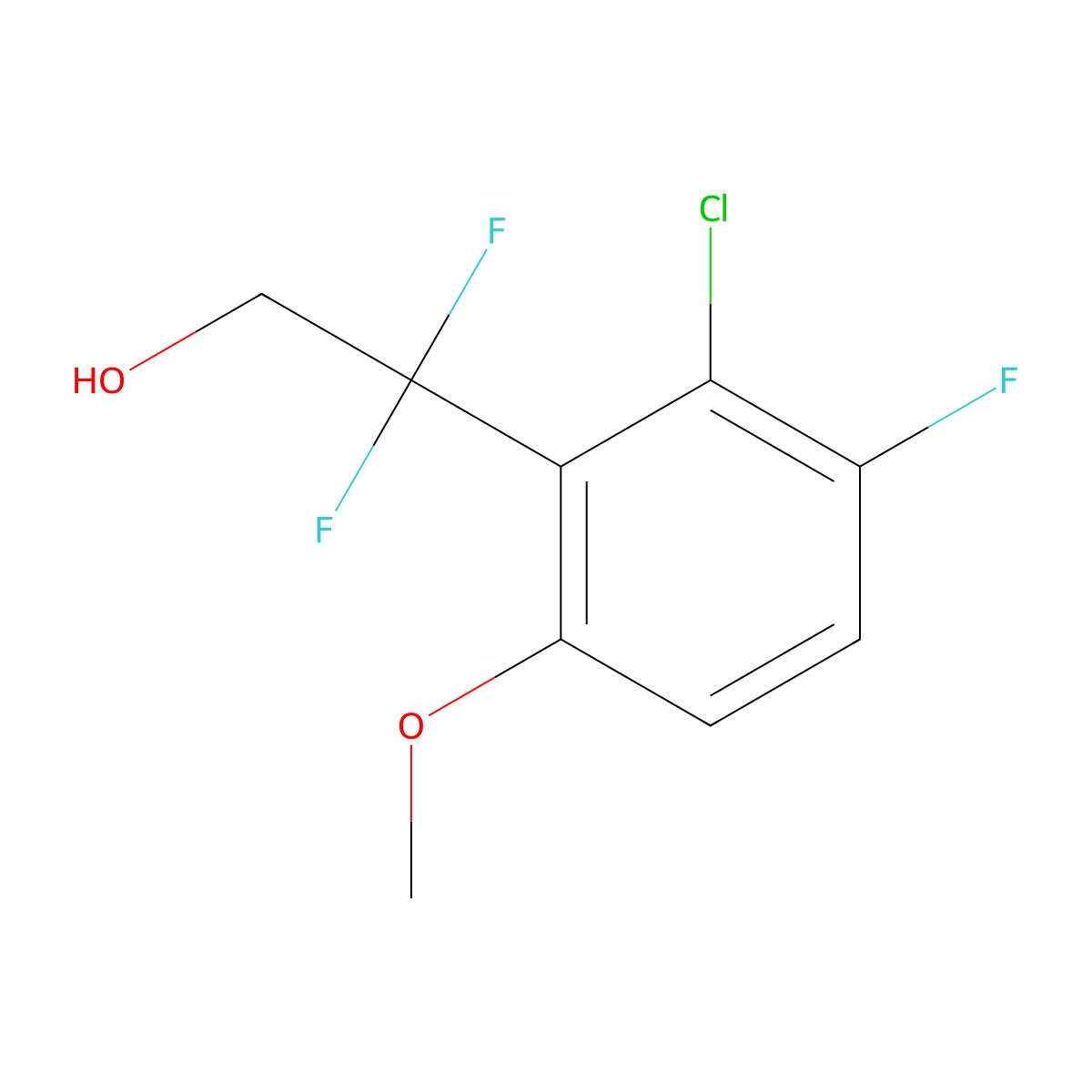 2-(2-Chloro-3-fluoro-6-methoxyphenyl)-2,2-difluoroethan-1-ol molecular structure, CAS 2229225-48-1