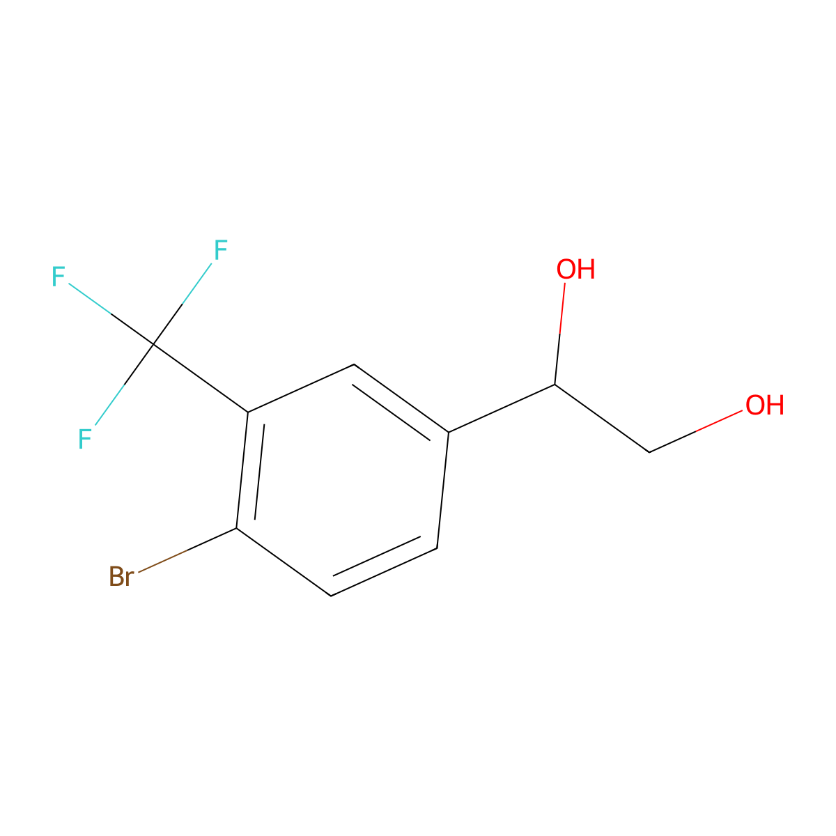 1-[4-Bromo-3-(trifluoromethyl)phenyl]ethane-1,2-diol molecular structure, CAS 2229227-90-9