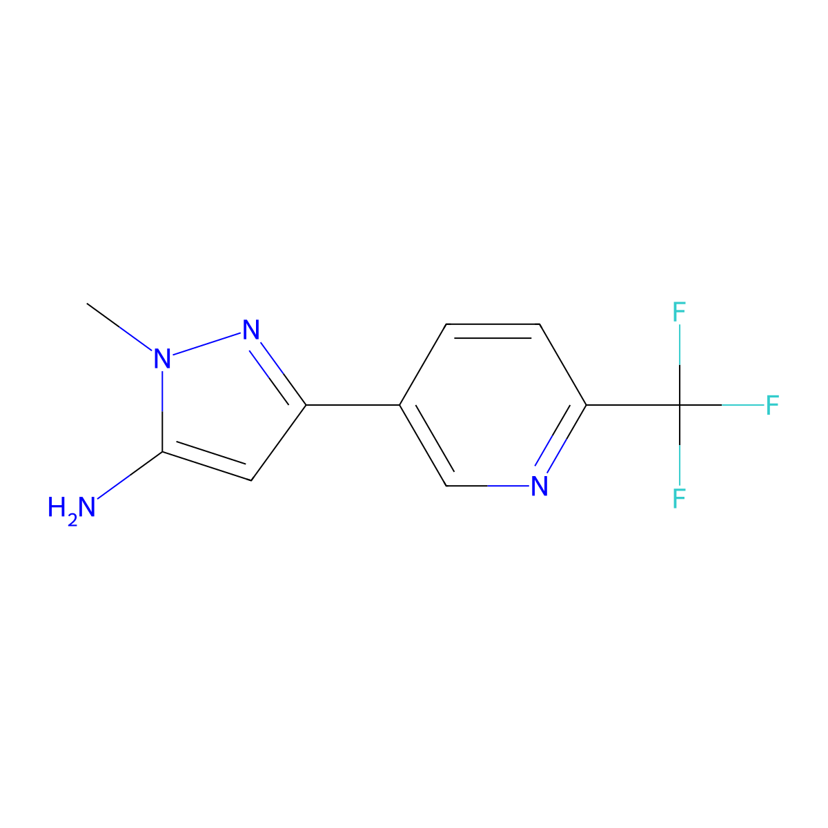 1-methyl-3-[6-(trifluoromethyl)pyridin-3-yl]-1H-pyrazol-5-amine molecular structure, CAS 2229228-88-8