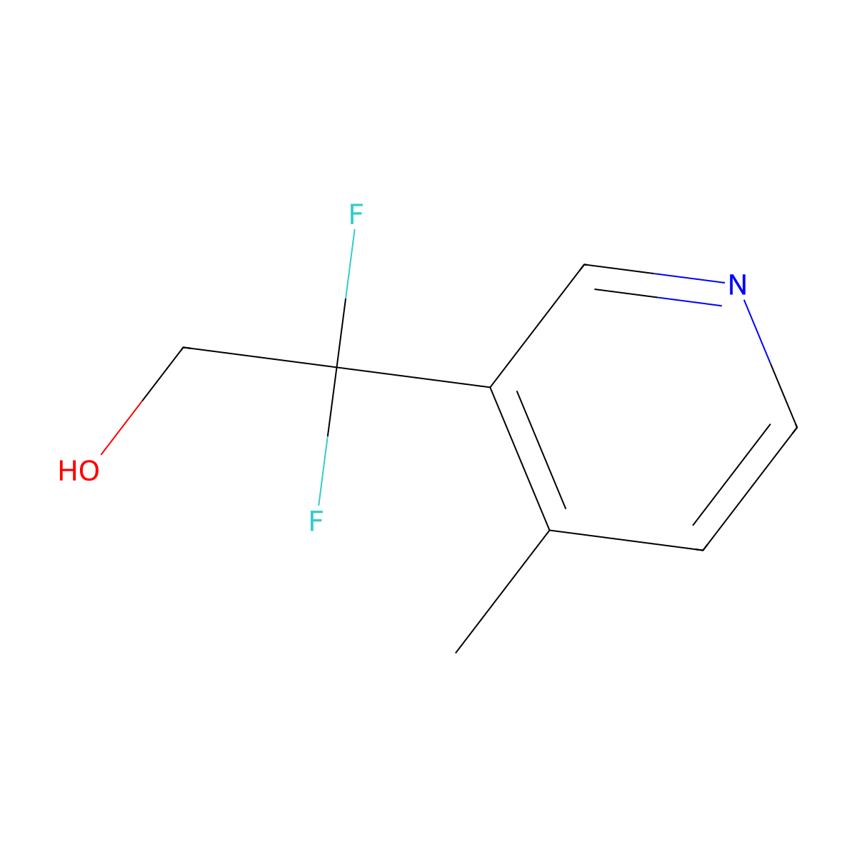 2,2-Difluoro-2-(4-methylpyridin-3-yl)ethan-1-ol molecular structure, CAS 2229230-02-6