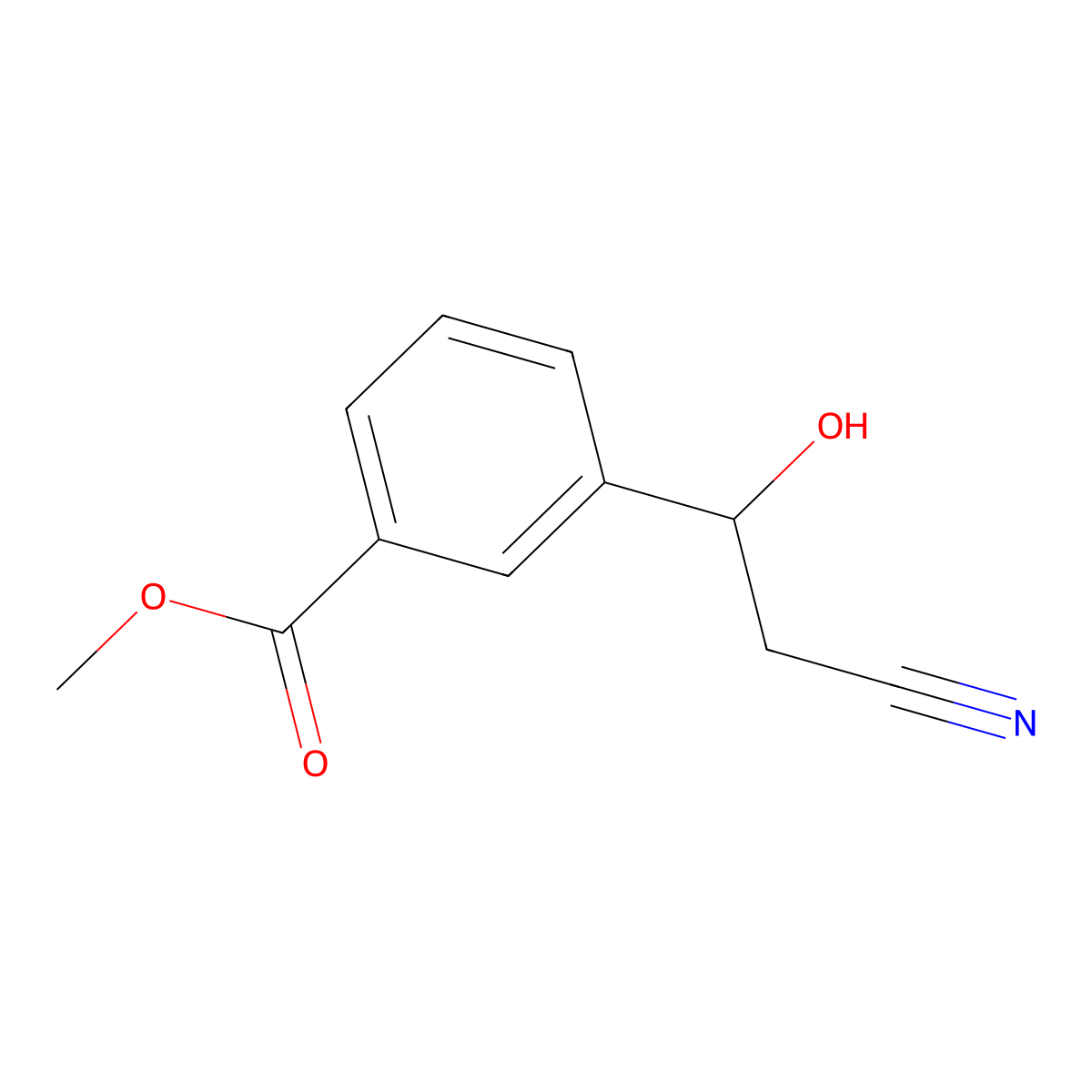 Methyl 3-(2-cyano-1-hydroxyethyl)benzoate molecular structure, CAS 2229231-23-4