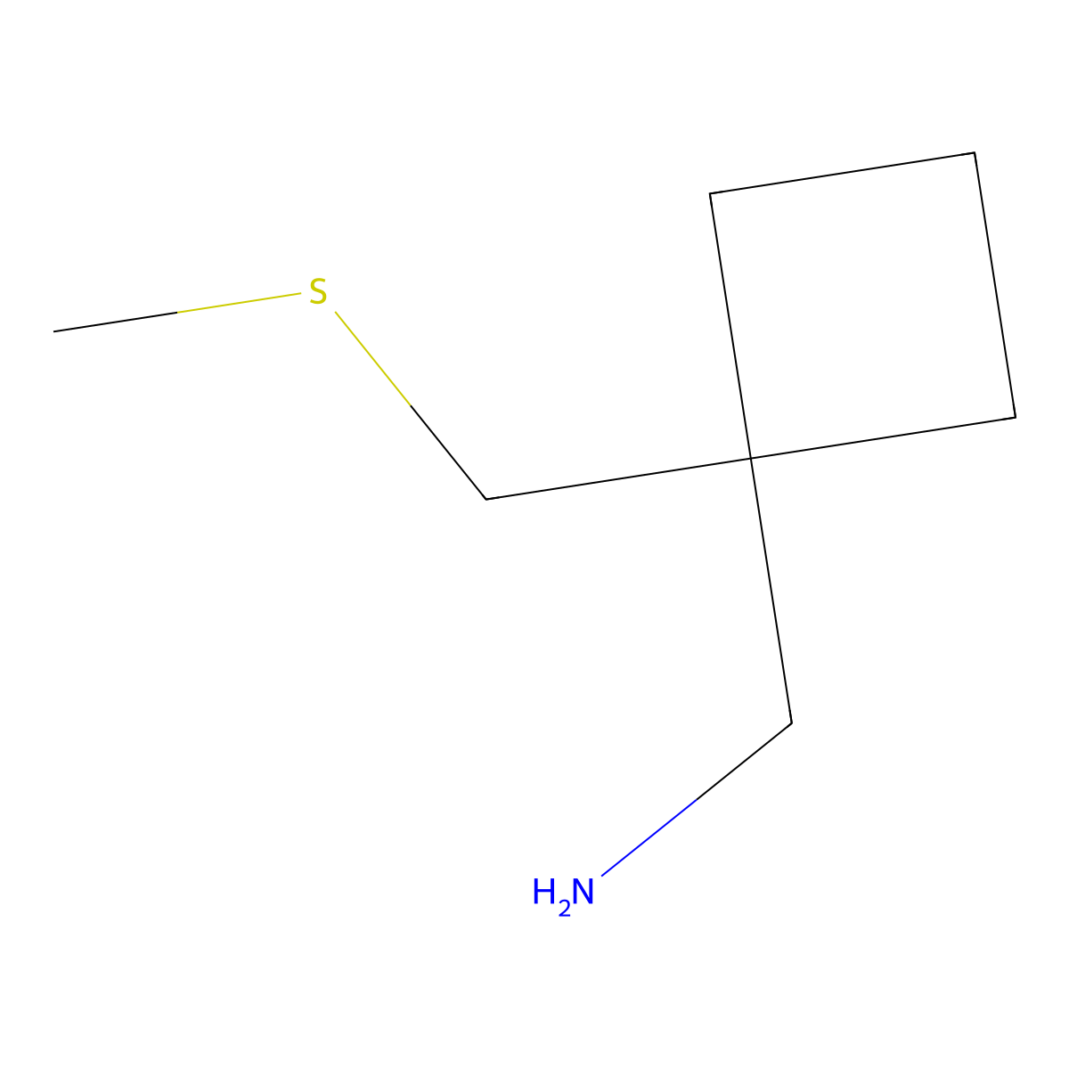 1-{1-[(Methylsulfanyl)methyl]cyclobutyl}methanamine molecular structure, CAS 2229235-82-7