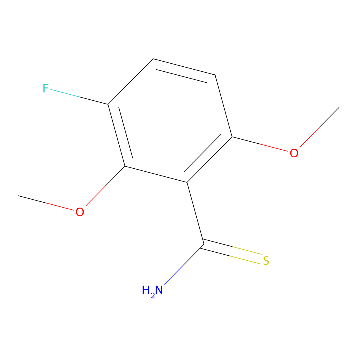 3-Fluoro-2,6-dimethoxybenzene-1-carbothioamide molecular structure, CAS 2229236-27-3