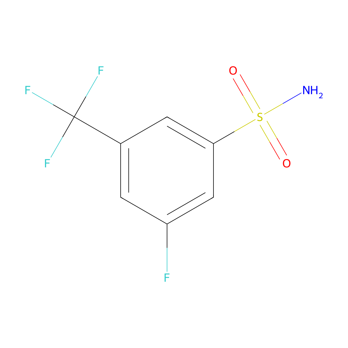 3-Fluoro-5-(trifluoromethyl)benzene-1-sulfonamide molecular structure, CAS 2229236-30-8