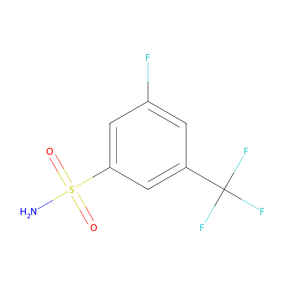 3-Fluoro-5-(trifluoromethyl)benzene-1-sulfonamide molecular structure, CAS 2229236-30-8